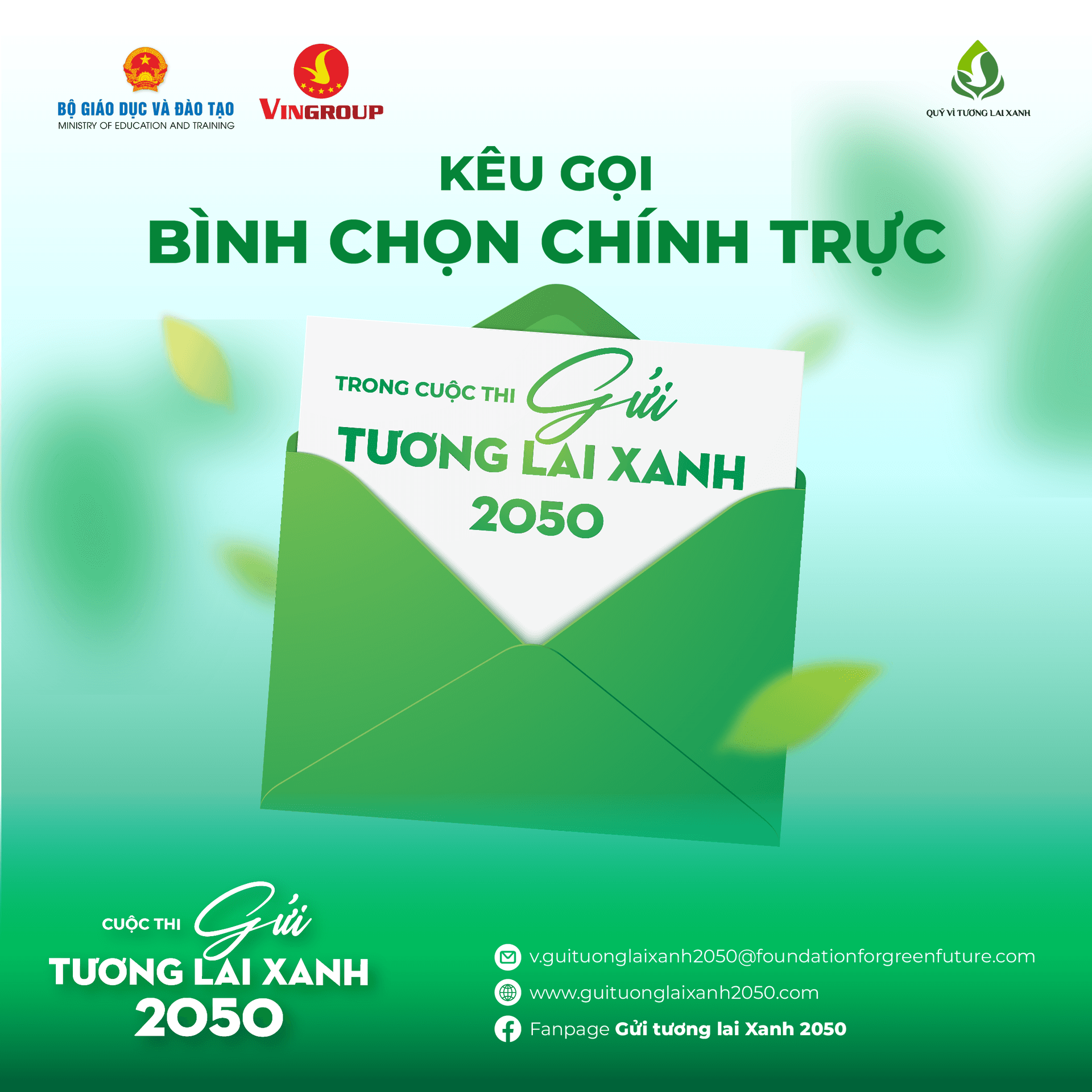 KÊU GỌI BÌNH CHỌN CHÍNH TRỰC TRONG CUỘC THI “GỬI TƯƠNG LAI XANH 2050”